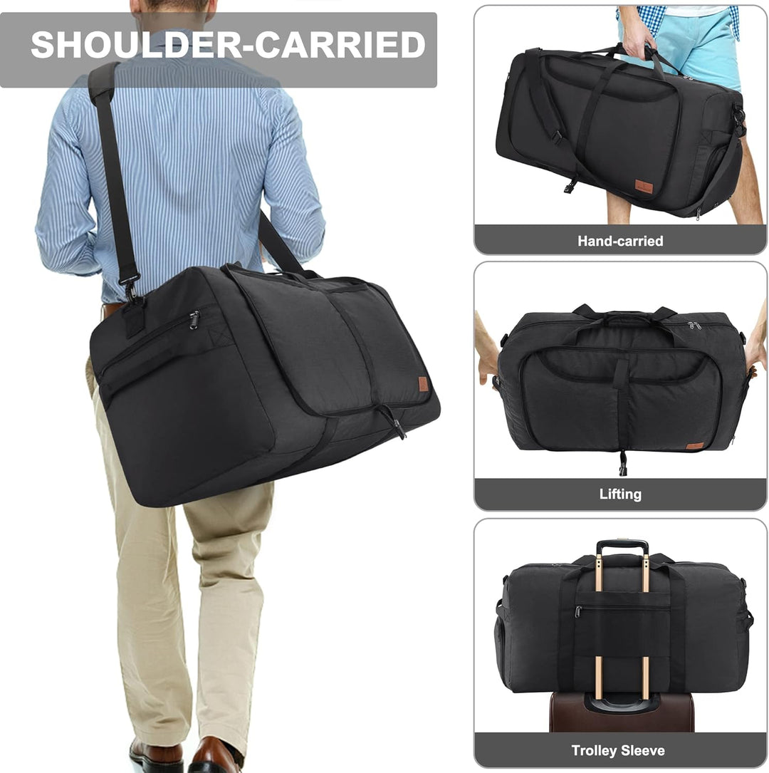 Vogshow Reisetasche grosse Faltbare 80L, Weekender Übernachtungstasche Seesack wasserdicht Sporttasc