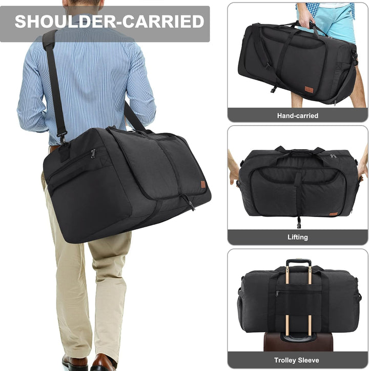 Vogshow Reisetasche grosse Faltbare 80L, Weekender Übernachtungstasche Seesack wasserdicht Sporttasc