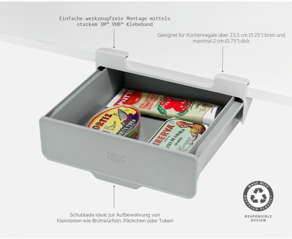 Joseph Joseph CupboardStore Unterregal Schublade, Platzsparender Küchenorganizer, recyceltem Plastik