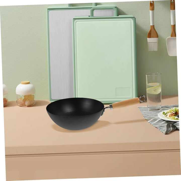 MAGICLULU Kleiner Schmiedeeiserner Wokpfanne 24cm ohne Beschichtung für Induktionsherd Hitzebeständi
