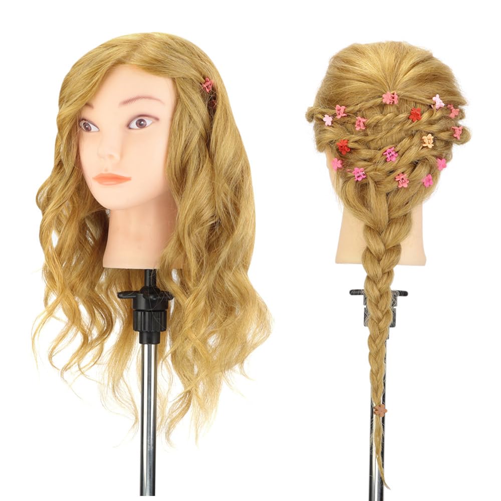 16" Frisierkopf übungskopf 100% Echthaar Trainingsköpfe für Friseure Frisierkopf Mit Langen Haaren P