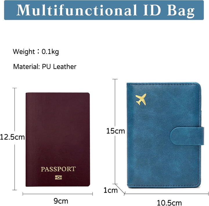 PORRASSO Reisepasshülle Reisezubehör mit RFID-Blocker Schutzhülle Tasche für Kreditkarten PU Reisebr