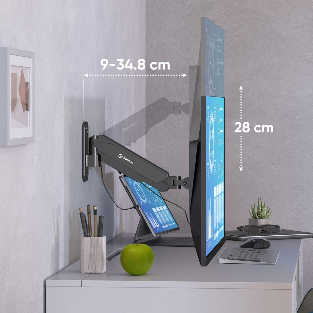 ONKRON Monitor Wandhalterung/TV Halterung für 13-34'' Flach & Curved Bildschirme max VESA Wandhalter