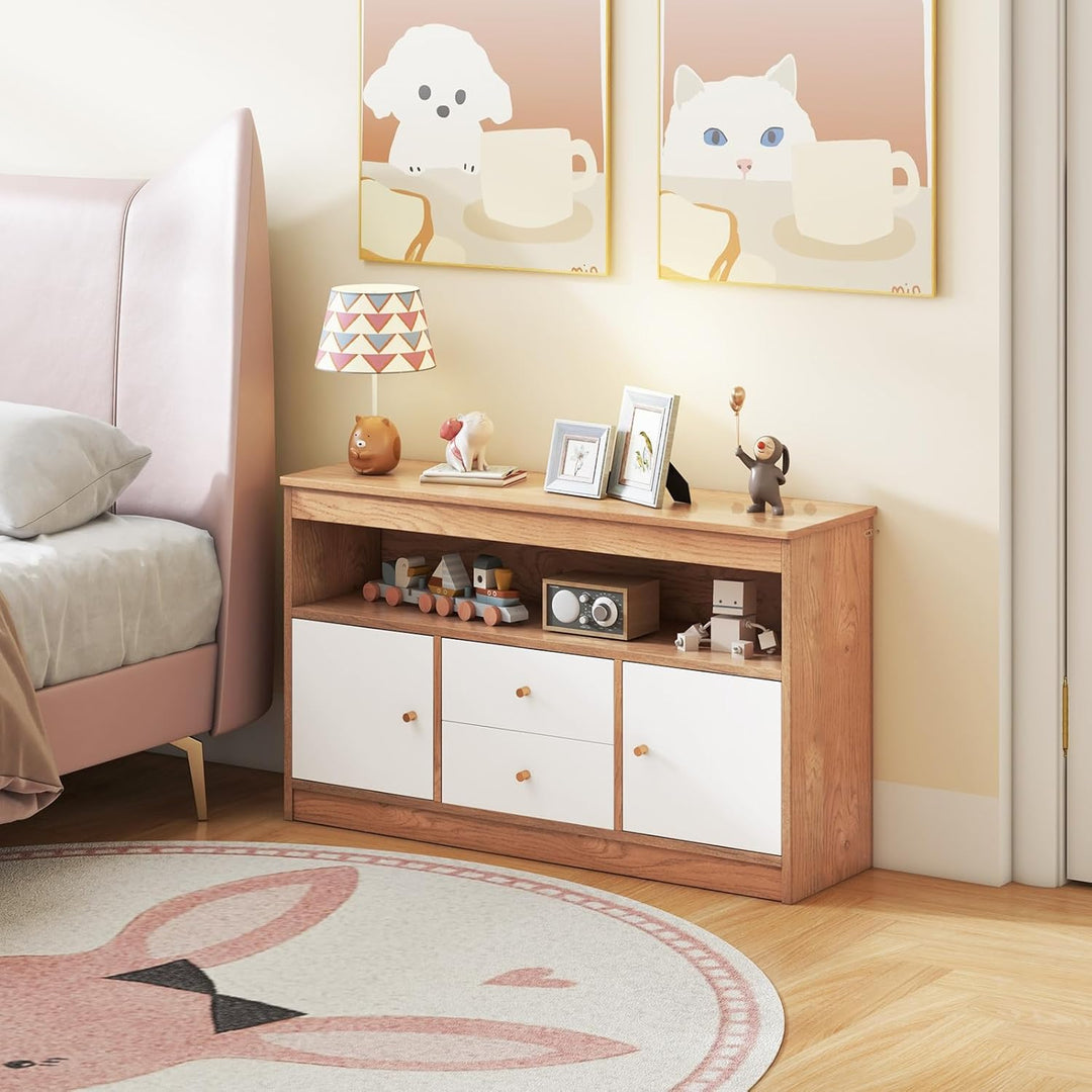 DREAMADE Kinderregal, Spielzeugschrank mit 3 Schubladen auf Rollen, Kinderzimmer Aufbewahrung Spielz