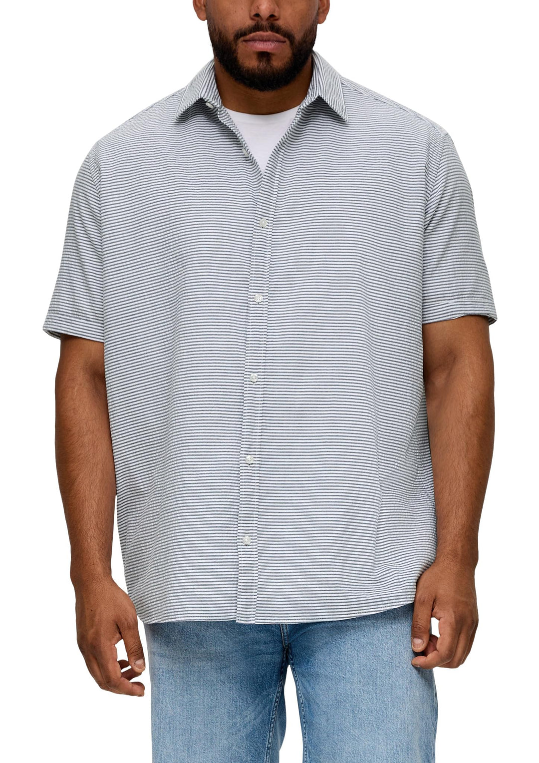 s.Oliver Herren Hemd Kurzarm XXL Blau 59g4, 3XL