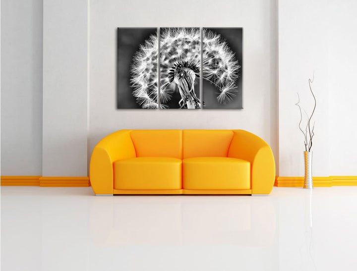 Pixxprint Marienkäfer auf Pusteblume/Format: 3-Teiler (120x80cm) cm/Leinwandbild fertig bespannt Wan