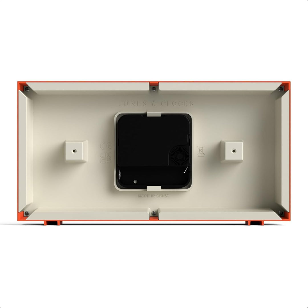 JONES CLOCKS® Odeon schreibtischuhr | Modernes rechteckiges Design | Orange | Stilvoller retrolook f