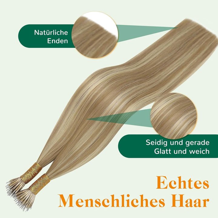 Easyouth Extensions Nanoring Echthaar Blond Nanoring Extensions Echthaar Aschblond Highlight Mittelb