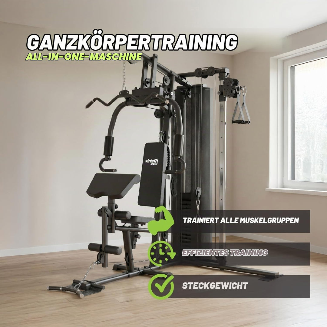 VirtuFit KH200 Homegym Kraftstation – Multifunktionales Fitness‑Kraftgerät mit 80 kg Gewichtsstapel,