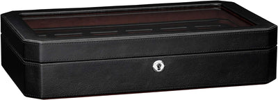 ROTHWELL 12 Slot Leder Uhrenbox - Luxus Uhrengehäuse Display Organizer, Herren Aufbewahrungsboxen Ha