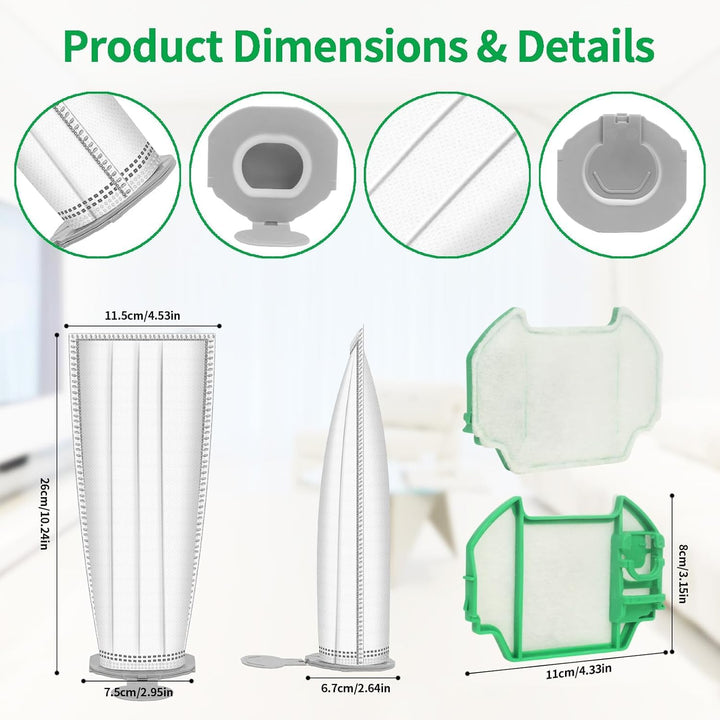 10 Staubsaugerbeutel für Vorwerk Kobold VK7 FP7 mit 2 Filter, Vorwerk Akkusauger VK7 Staubsaugerbeut