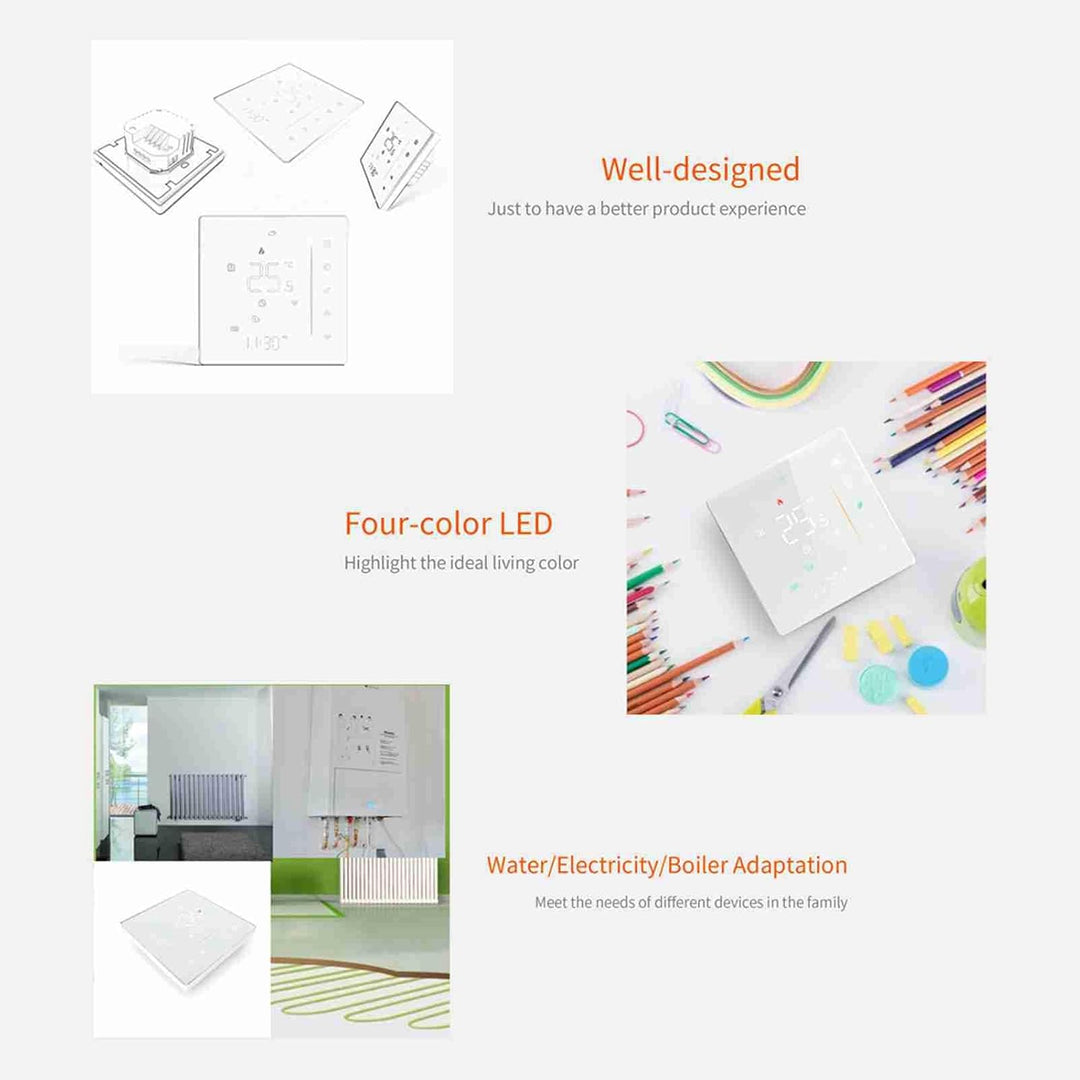Decdeal WiFi Thermostat Wasser-Fussbodenheizung,Unterstützung Von TUYA/Smart Life,Google Home,Progra
