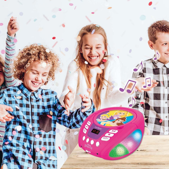 Lexibook - Disney Prinzessin - Bluetooth CD-Player für Kinder - Tragbar, Lichteffekte, Mikrofonansch