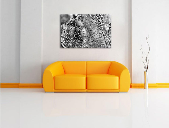 Monocrome, Rote Physalis, Format: 100x70 auf Leinwand, XXL riesige Bilder fertig gerahmt mit Keilrah