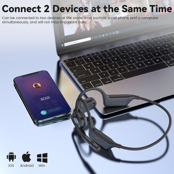 Bluetooth Headset mit Mikrofon Stummschalttaste, Multipoint-Verbindung, 29g Schwarz, Schwarz
