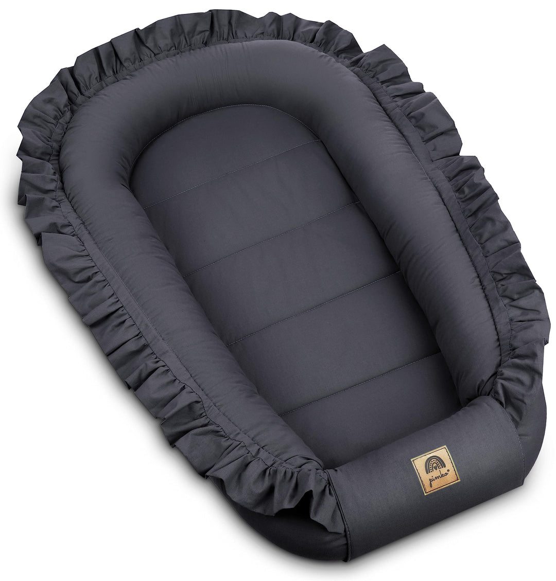 PIMKO Babynest mit rüschen Babynestchen für Baby Kuschelnest Babykokon für Säuglinge und Neugeborene