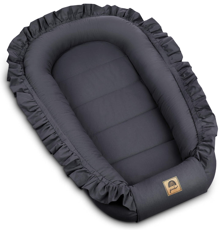 PIMKO Babynest mit rüschen Babynestchen für Baby Kuschelnest Babykokon für Säuglinge und Neugeborene