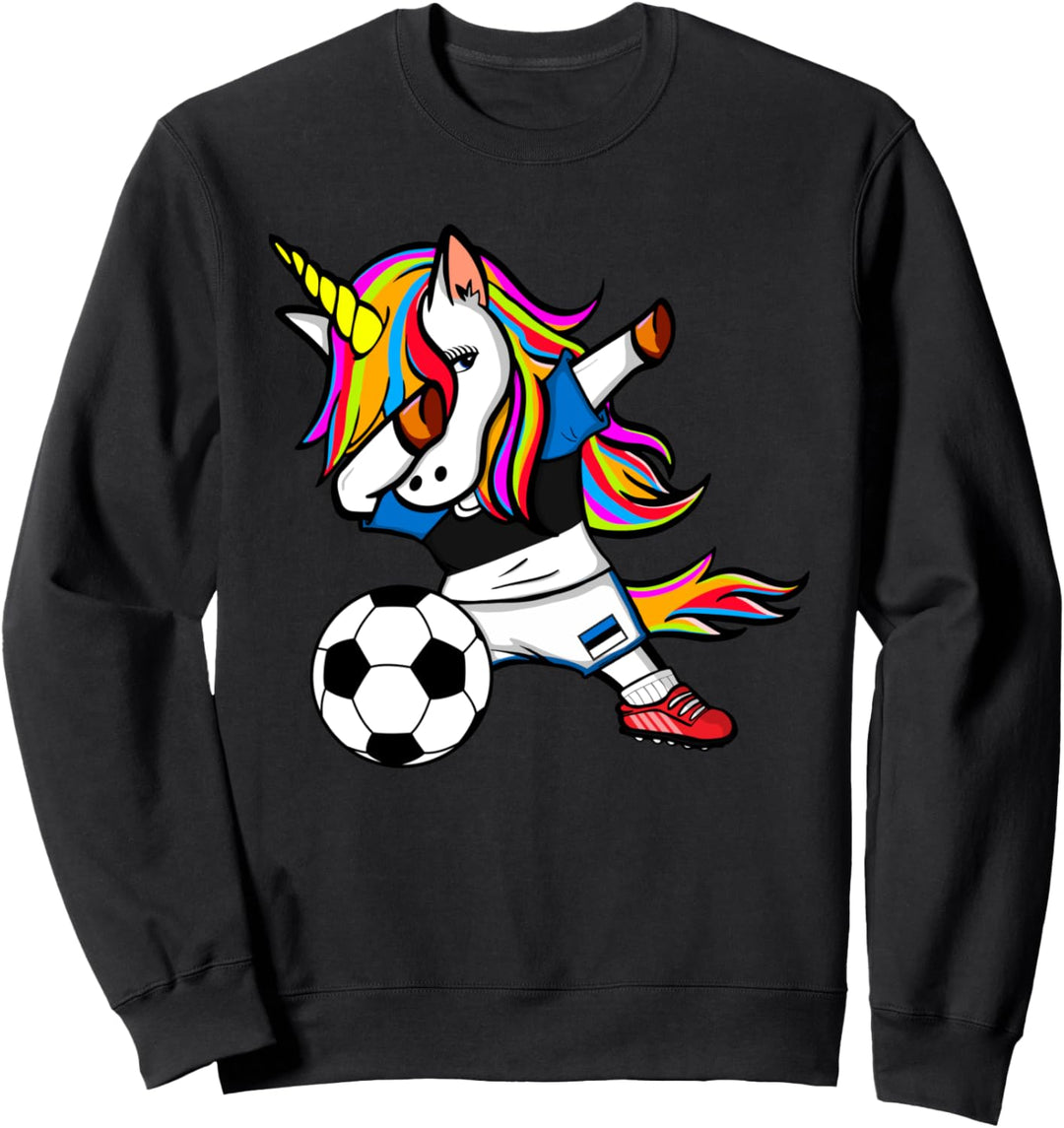 Dabbing Einhorn Unicorn Estland Fussball - Estnische Flagge Sweatshirt