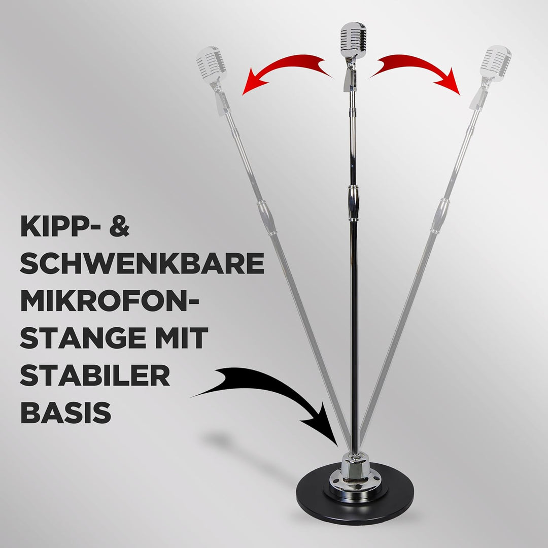 Pyle Retro Mikrofon Set mit Mikrofonständer– Vintage Microphone Set with Microphone Stand, Mic Stand