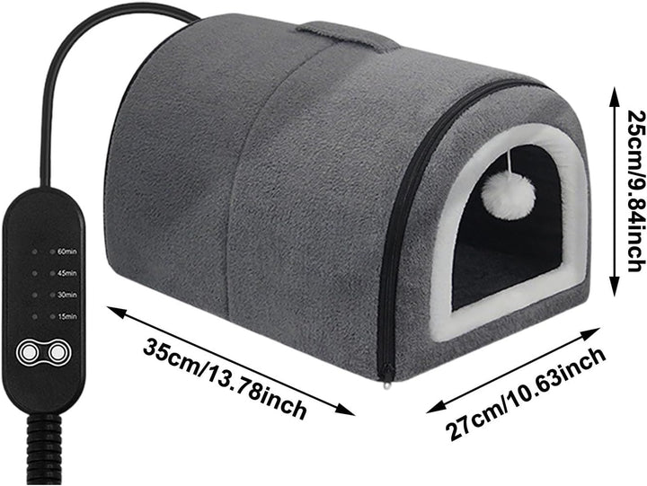 Beheiztes Katzenbett Katzenhöhle, Abnehmbare Halb-Umschliessende Nestform mit Gewölbtem Dach & Tempe