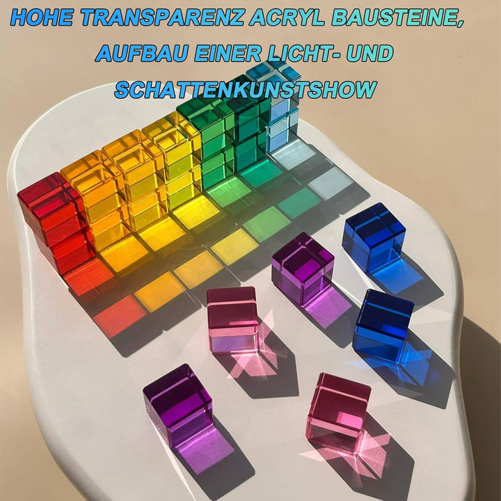 Lixstyea 20pcs Acryl Bausteine Kinder - Sensorik Bausteine Jelly Blocks, Lichtbausteine, Montessori