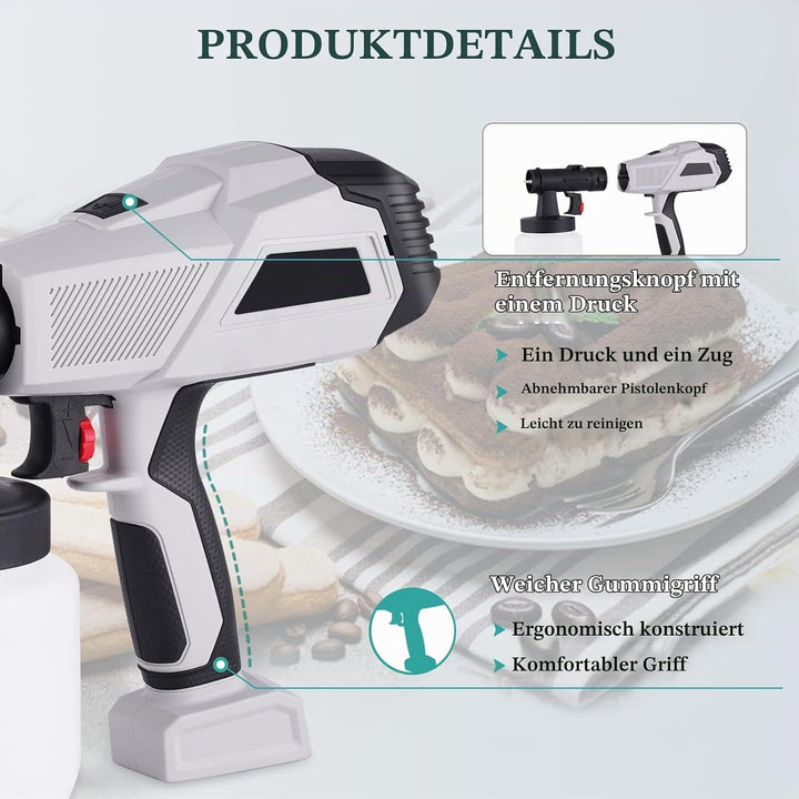 YJINGRUI Kuchendeko Airbrush Elektrische Mousse Cake Sprayer 800ml (500W)