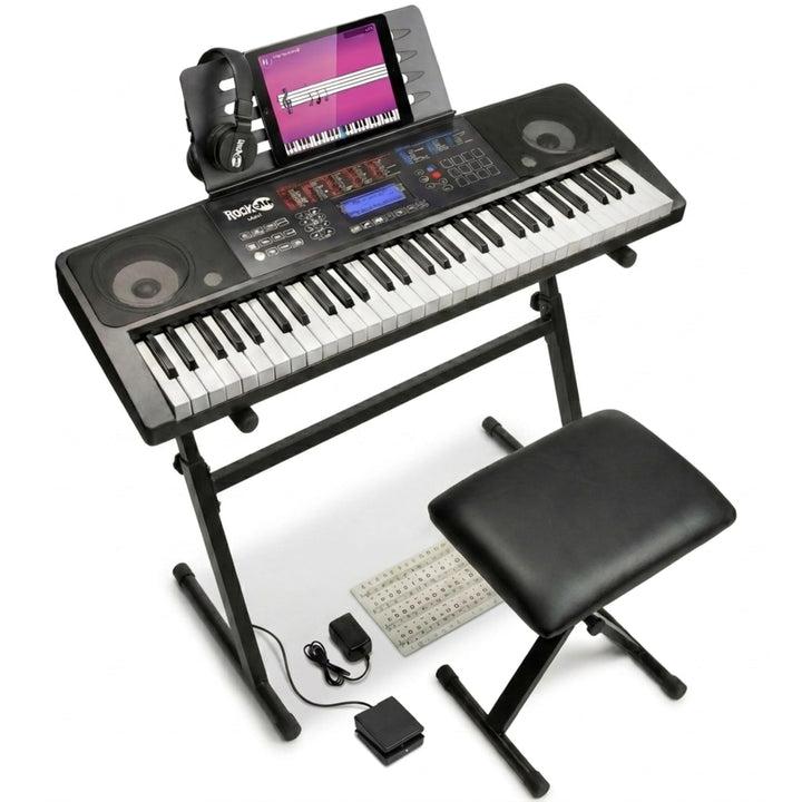 Rockjam 61 Key Touch Display Tastatur Piano Kit mit digitaler Klavierbank, elektrischer Klavierständ