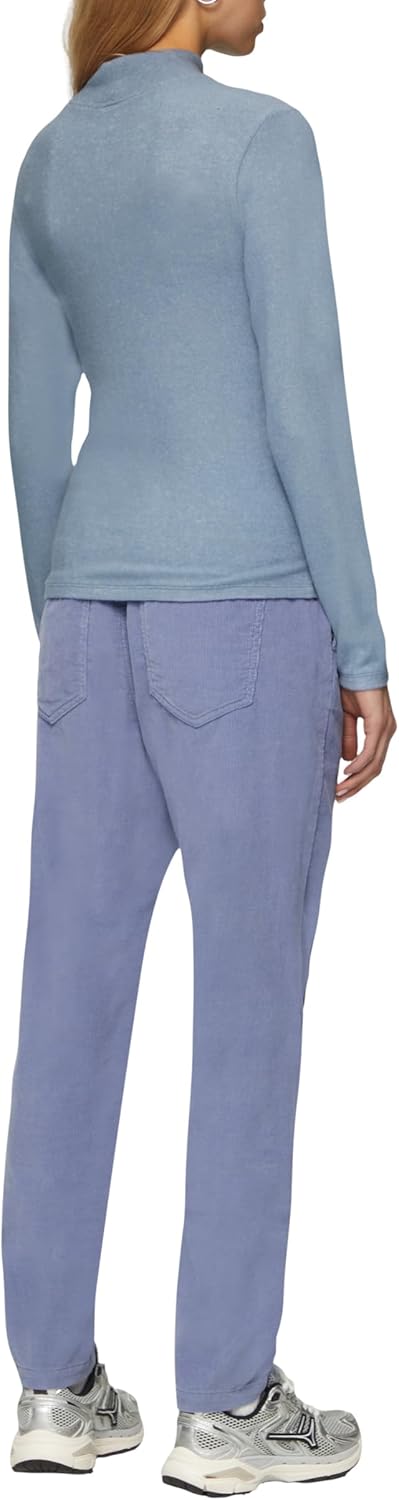 QS Damen Softes Longsleeve aus Viskosemix Langarmshirt mit Stehkragen (1er Pack) M Blue 52w0, M Blue