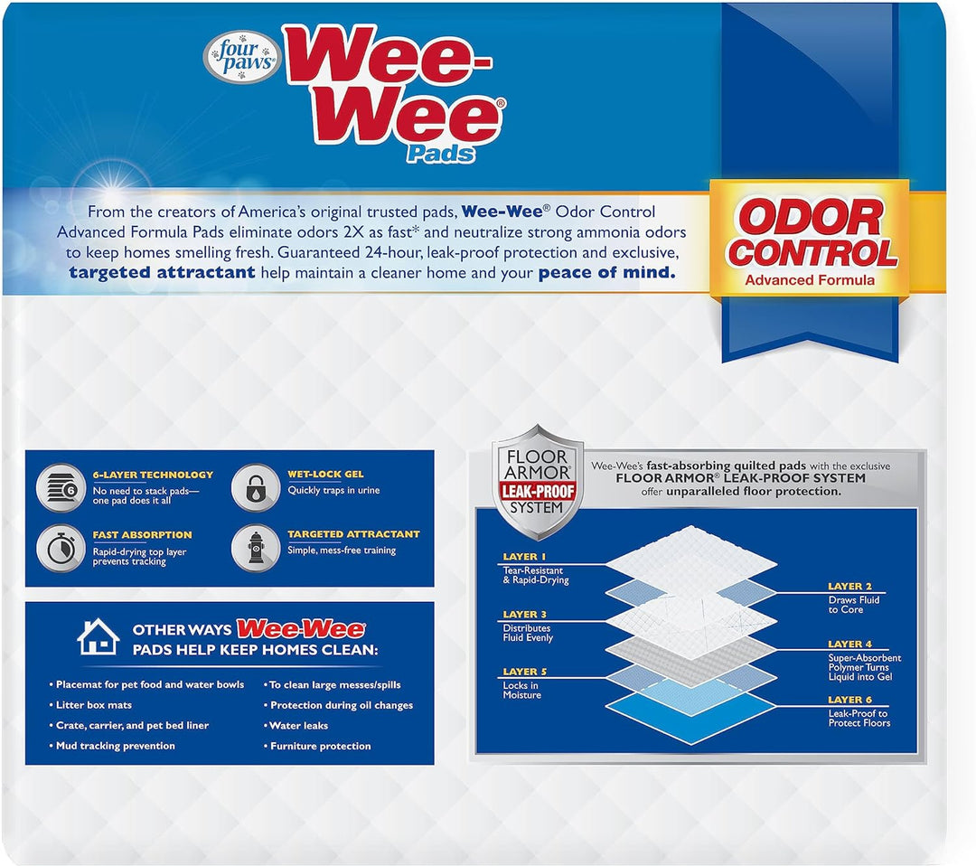 Four Paws Wee-Wee Trainingspads, Geruchskontrolle, 100 Stück 100 Count Geruchskontrolle, 100 Count G