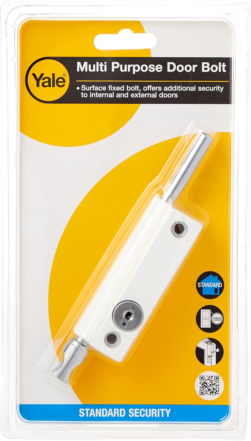 Yale Locks P124WE Türschubriegel (Sichtverpackung), Weiss