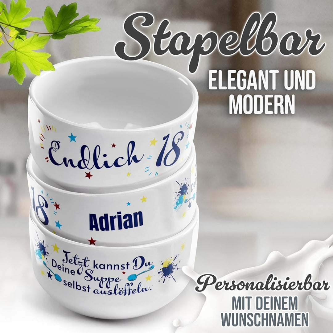 PR Print Royal Geburtstags-Müslischale mit Name selbst gestalten - Suppe selber auslöffeln - Witzige