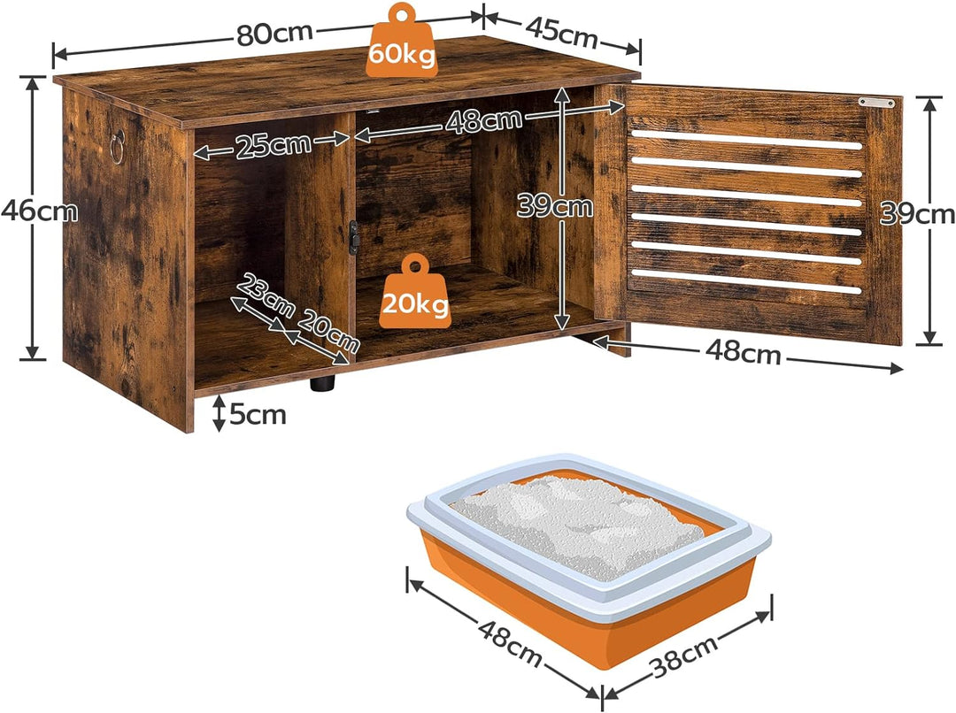 HOOBRO Katzenklo Schrank mit Lamellentür, Katzenschrank Katzenhaus, Katzenschrank für Katzentoilette