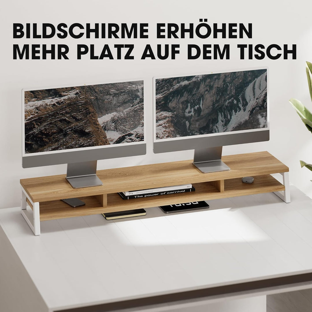 Fenge Dual Monitorständer Riser 108cm Grosse Computer Bildschirmständer für PC/Laptop/Fax/Drucker/TV