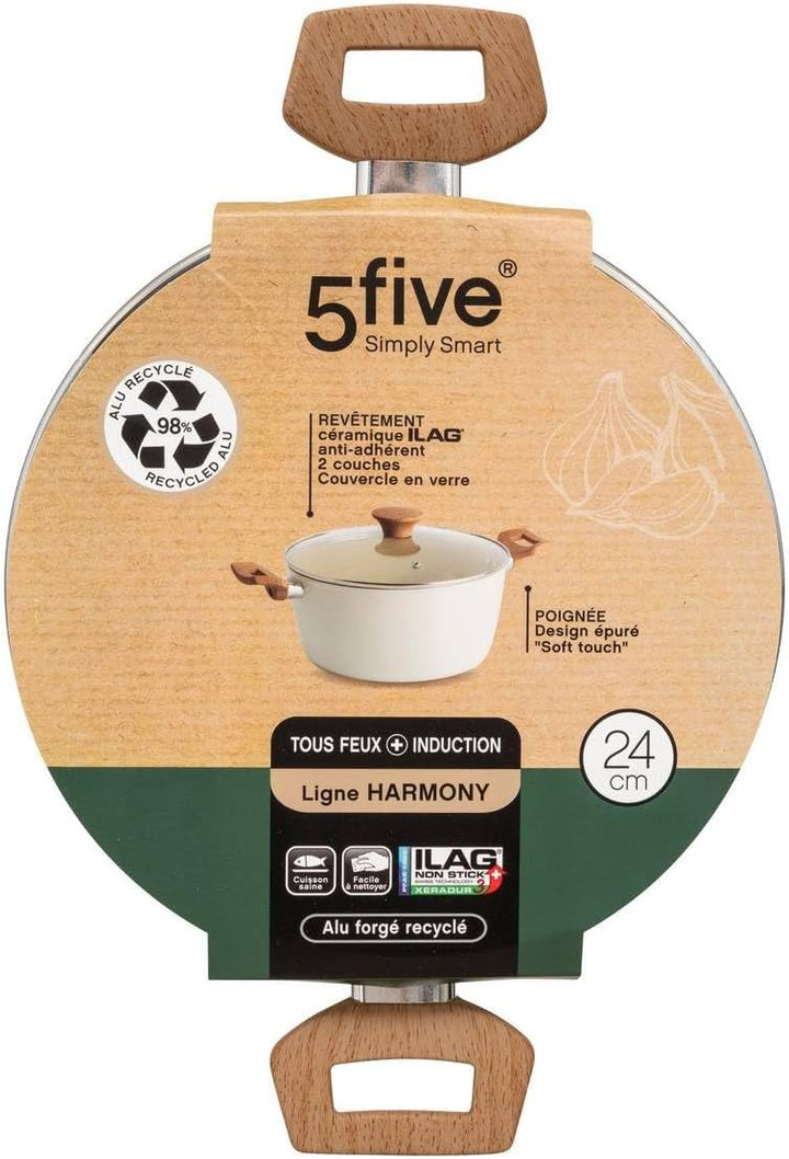 5five - kochtopf "harmony" d24cm aus geschmiedetem aluminium beige