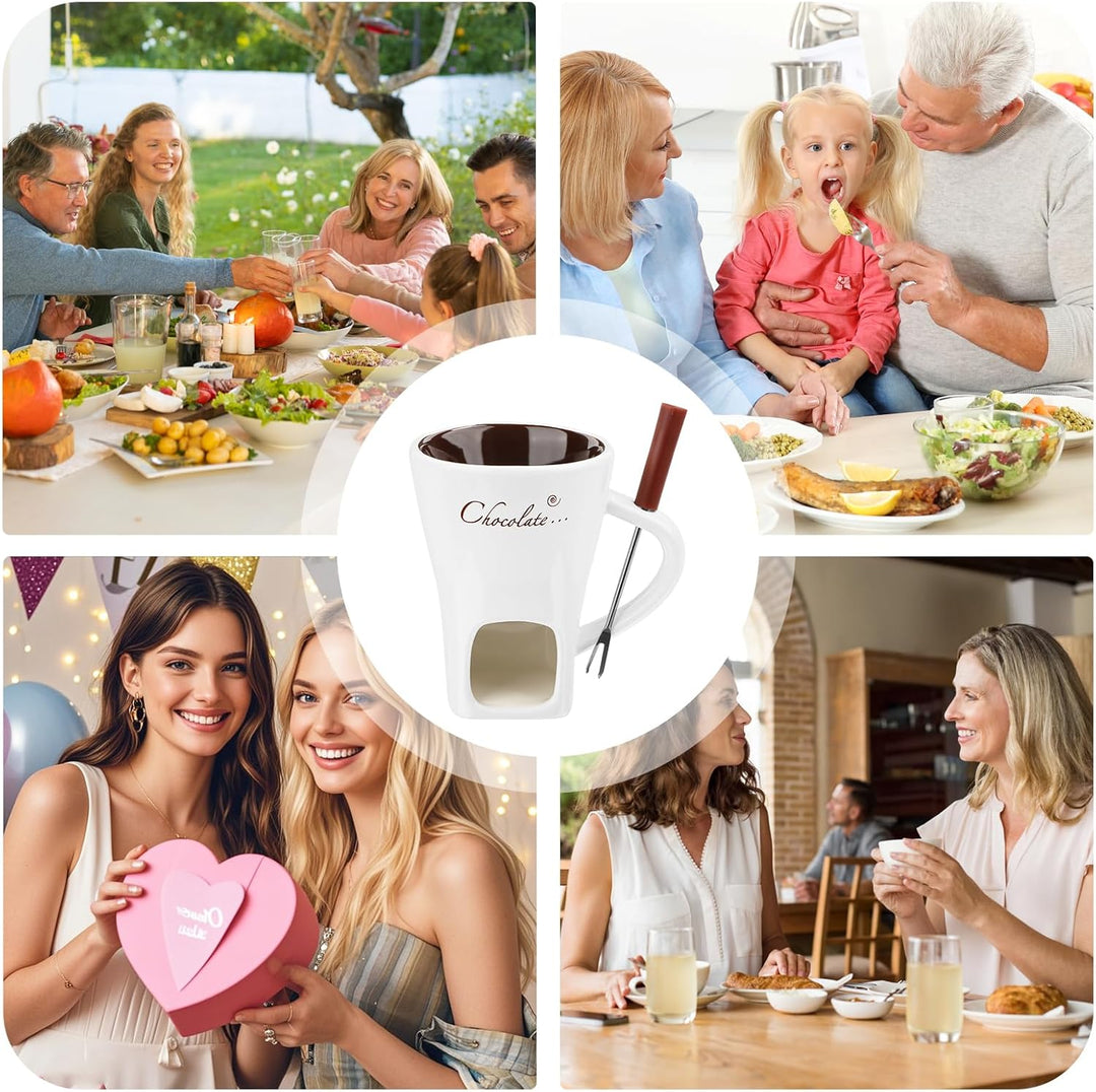 Jognee Schokofondue Tasse, Keramik Schokoladenfondue, Schokoladen-Hot-Pot-Schmelzbecher, Mehrzweck C