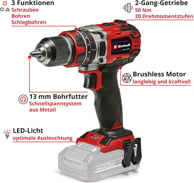 Einhell Akku-Schlagbohrschrauber TE-CD 18/50 Li-i BL Solo Power X-Change (Lithium-Ionen, inkludierte