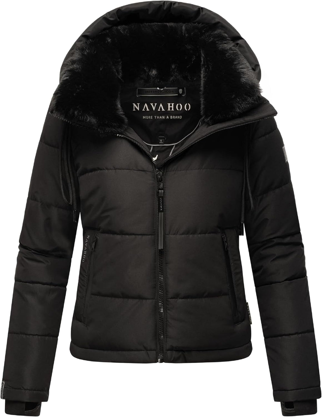 Navahoo Damen Winterjacke Steppjacke warm mit Abnehmbarer Kapuze und Kunstfellkragen Mit Liebe XIV X