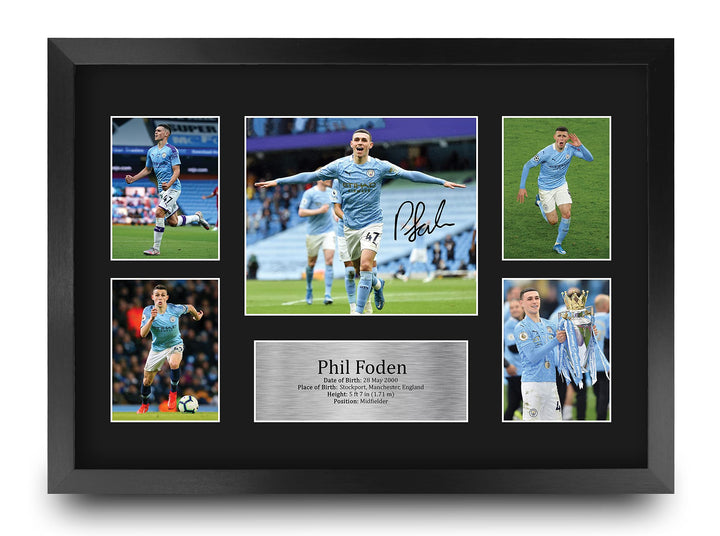 HWC Trading FR A3 Phil Foden Manchester City Geschenke Gedruckt, Signiert Autogramm Bild, Für Fussba