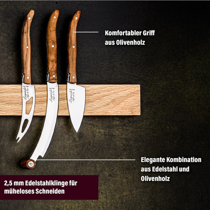 Laguiole Style de Vie Käsemesser-Set Luxury Line, 3-teilig, Olivenholz