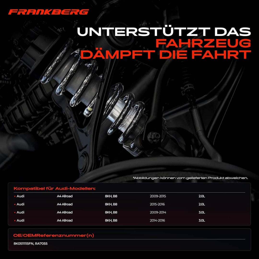 Frankberg 2x Federn Fahrwerksfeder Hinterachse Kompatibel mit A4 Allroad 8KH B8 2.0L-3.0L 2009-2016