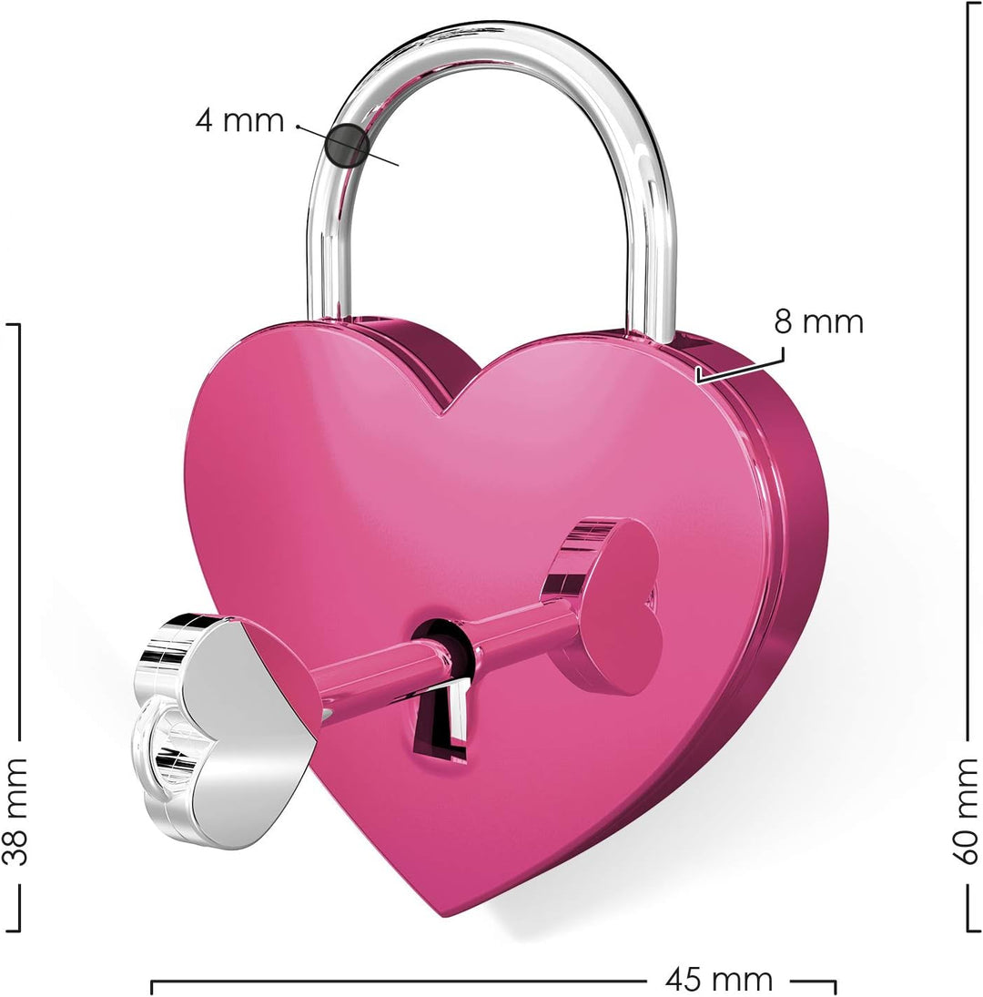 LIEBESSCHLOSS-FACTORY Herz-Schloss Pink mit Gravur und Schlüssel, gratis Geschenkbox uvm. Jetzt grav