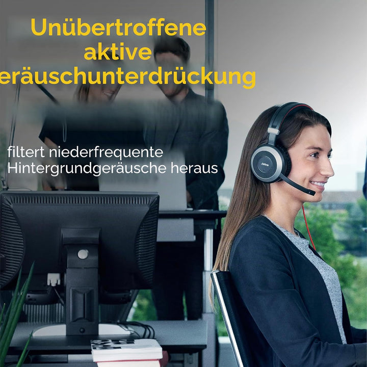 Jabra Evolve 80 MS Stereo Over-Ear Headset – Microsoft Teams zertifizierte Kopfhörer mit aktivem Noi