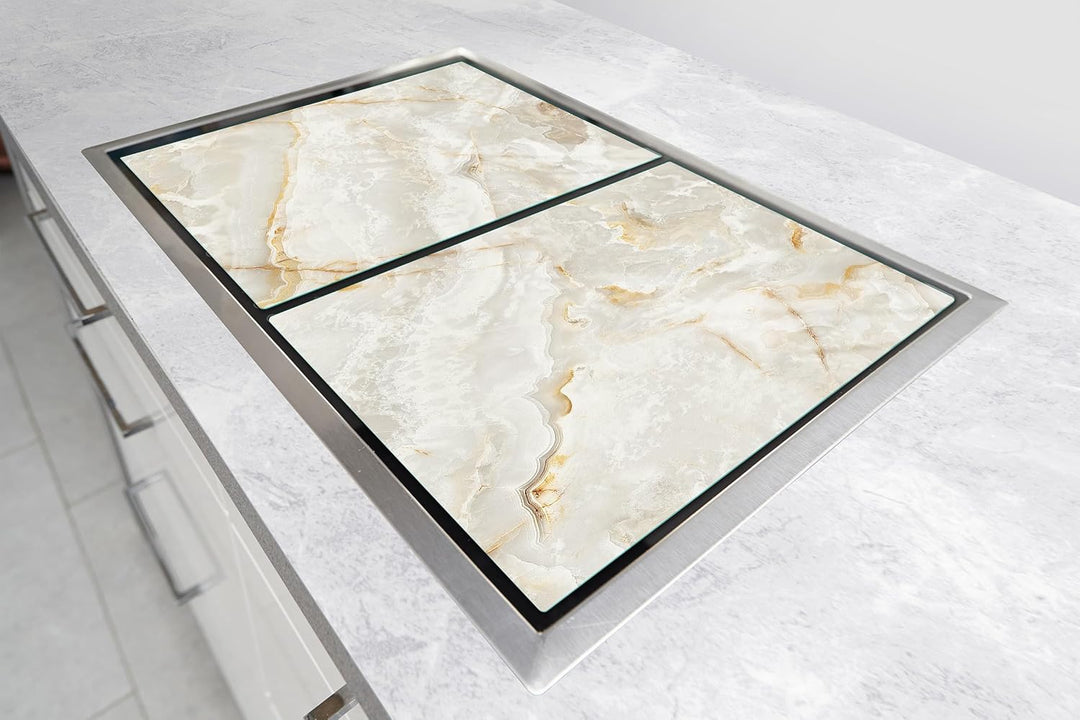 TMK ArtDeko Herdabdeckplatte 2 Teilig 30x52 + 40x52 cm - Spritzschutz Herdabdeckung – Herdschutz aus