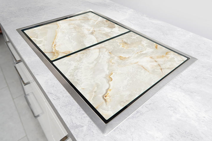 TMK ArtDeko Herdabdeckplatte 2 Teilig 30x52 + 40x52 cm - Spritzschutz Herdabdeckung – Herdschutz aus