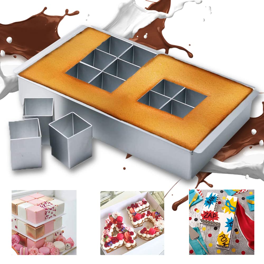 MEISHANG Antihaft Backformen Set,Verstellbar DIY Backen,Aluminium Backformen Rechteckig,Zahlen Backf