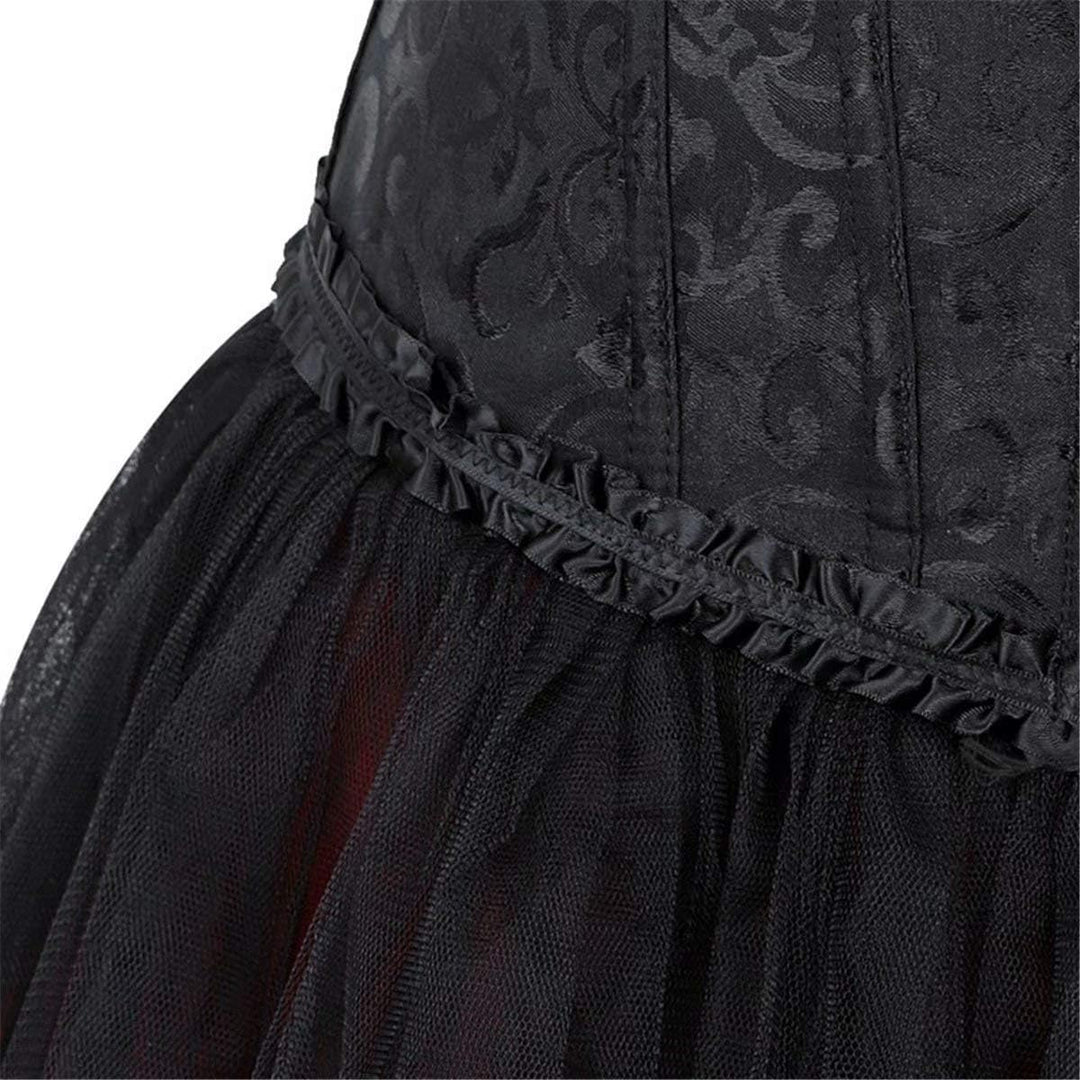 Jutrisujo korsett kleid long tutu elegant Burlesque Corsage Top Corsagenkleid Spitze Rock set Damen