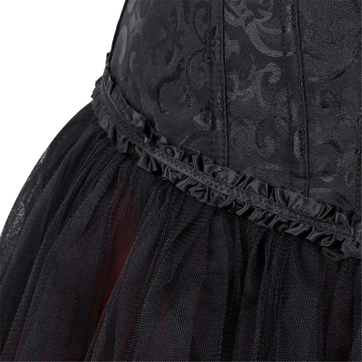 Jutrisujo korsett kleid long tutu elegant Burlesque Corsage Top Corsagenkleid Spitze Rock set Damen