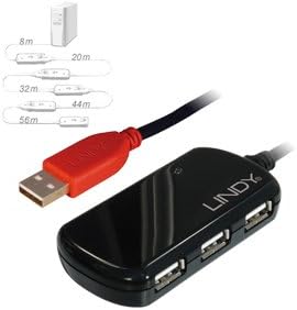 LINDY USB 2.0 Aktiv-Verlängerungs-Hub Pro - Kabel, 42783, Schwarz