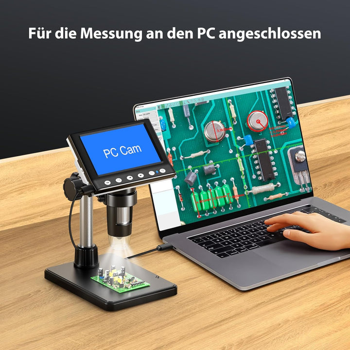 Hayve Digital Mikroskop, 4,3 Zoll LCD Mikroskope, 1080P USB Mikroskope mit 8 Einstellbaren LED Licht