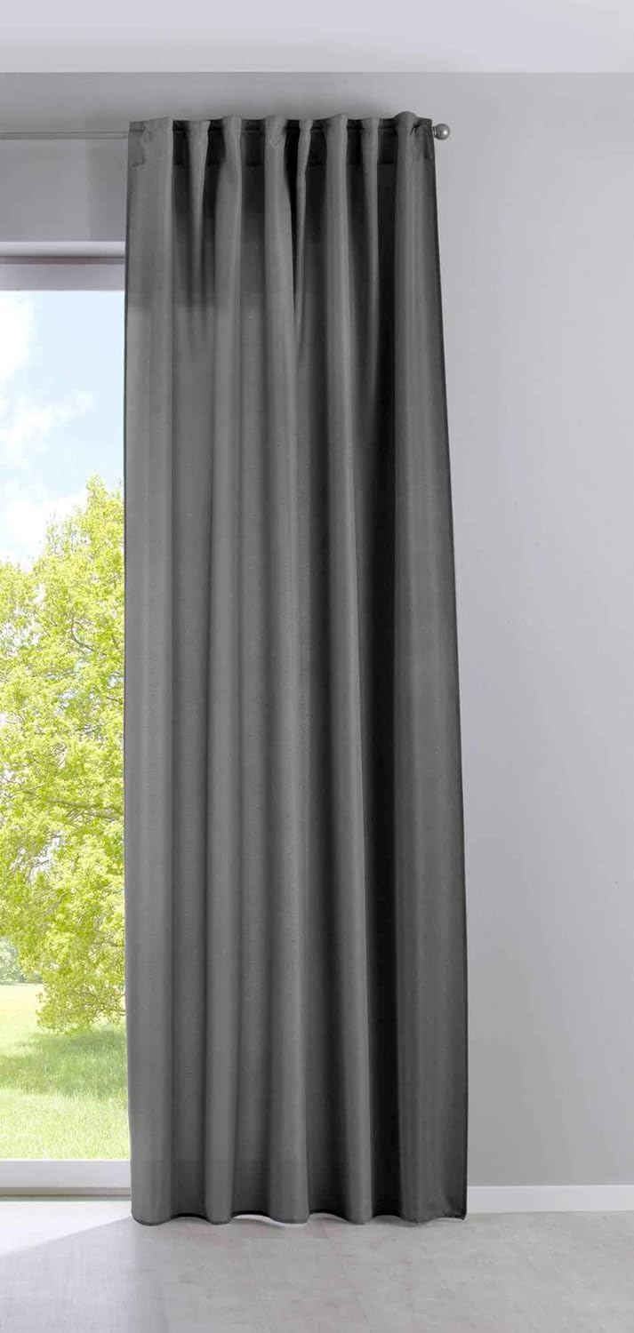 2er Set Vorhänge Verdeckte Schlaufen Cationic »JENA« HxB 225x140 cm Grau Blickdicht Leinen Optik Gar
